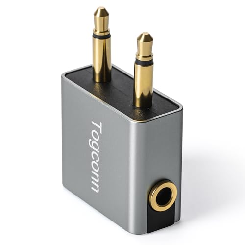 1/8" 1/8 Inch Airplane Flight Headphone Adapter,Dual 3.5mm Male to 3.5mm Female Airplane Headphones Jack Aux Audio Converter Connector (Aluminum Shell) for in-Flight Entertainment Systems - style: 1 Pack