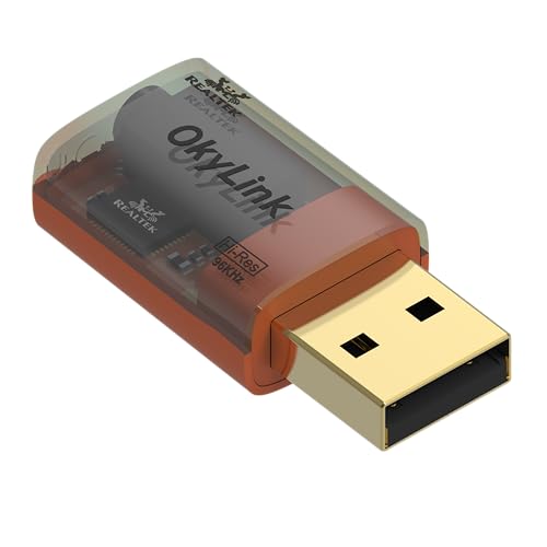 OkyLink USB to 3.5mm Audio Adapter, 96kHz Hi-Res DAC, Plug and Play,1-Pack | External Sound Card, TRRS 4-Pole, Realtek DAC Chip, Compatible with PS5/PS4, Windows, Mac - size: 1 Pack