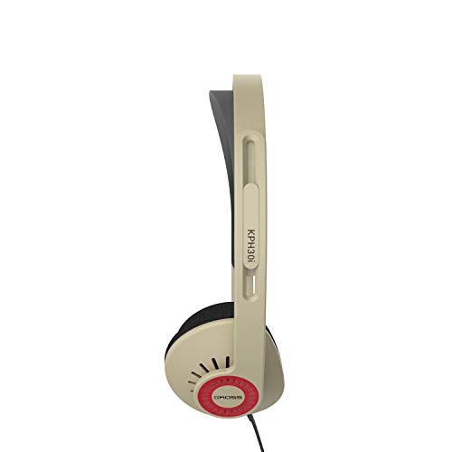 Koss KPH30i Retro Style On-Ear Headphones, Rhythm Beige, Microphone, Wired | In-Line Microphone and Touch Remote Control, D-Profile Design, 3.5mm Jack - color: Rhythm Beige