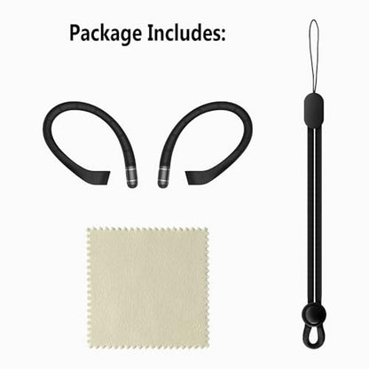 RunChao Anti-Slip EarHooks for Samsung Galaxy Buds 3/3 Pro/Galaxy Buds 3 FE Ear Hooks, Soft Anti-Loss Sports Earbuds Case Cover (Black)