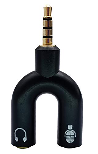 3.5mm Headphone Y Splitter Adapter Gold Plated 4 Pole 3.5mm Male to 3.5MM Headphone+Microphone (MIC) Female Plugs Audio Stereo Converter(2-Pack)