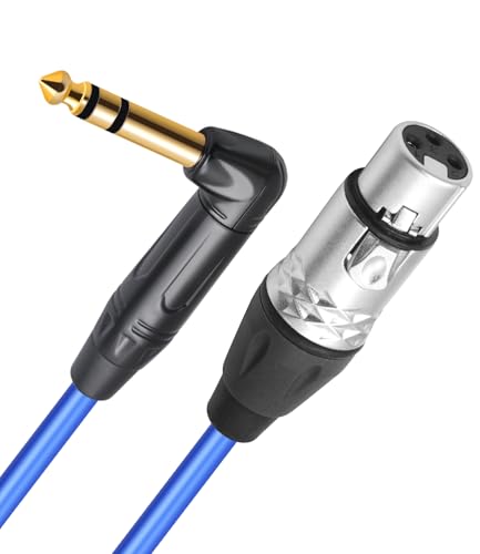 6Feet 2 Pack Balanced XLR Female to Right Angle 1/4 TRS Mixer Cable,6.35mm Stereo Male to 3pin XLR Female Audio Cable,20AGW 6N OFC+Silver Plated HI-END Microphone Audio Cable - size: 6Feet（2Pack）, style: 90° TRS To XLR F