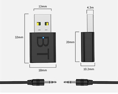 2 in1 USB Bluetooth 5.0 + EDR Transmitter Receiver AUX Adapter Portable Wireless Music TV PC Audio Transmitter 3.5mm