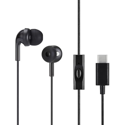 Amazon Basics Wired Earbuds with Microphone, in-Ear Headphones, USB-C, 4.2 ft Cable, S/M/L Ear Tips, Black - style: USB-C