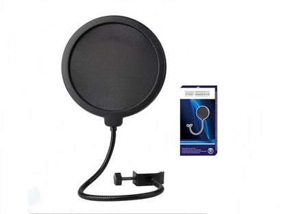 LIUSM Professional Microphone Filter Screen-Mic Pop Blocker Mask Shield | 360° Flexible Gooseneck, Stabilizing Arm