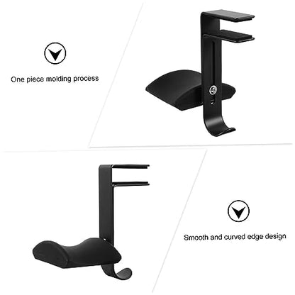 Uonlytech Adjustable Under Desk Headphone Stand Hanger Metal Holder for Headset Durable and Scratch-Resistant Design for Gaming and Office Use - color: Black