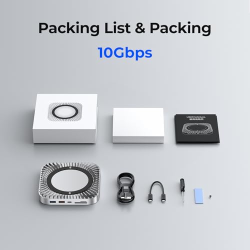 GIISSMO Mac mini M4 Dock with 4K@60 HDMI, 8TB M.2 NVMe SSD Enclosure, Mac mini Hub & Stand for Mac mini M4 and M4 Pro 2024 (10G USB A/C, 5G USB A*2, USB-C Charge, SD/TF, Audio) - color: White