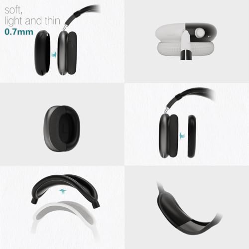 Cover Compatible with AirPods Max, Apple AirPod Max Ear Pad, Ear Cups and Headband Cover 3 in 1, Anti-Scratch Soft Silicone Headphone Accessories, White - color: White
