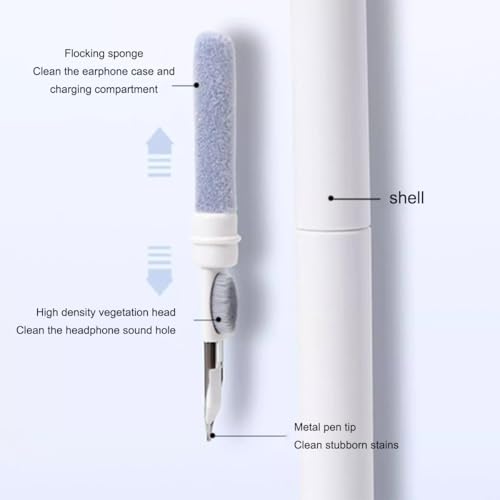 Electronic Cleaning Pen for Earbuds & Keyboards - Portable Precision Cleaning Kit for Earphone Laptop, Tablet, Phone, Computer, Camera Lens (White) - color: White