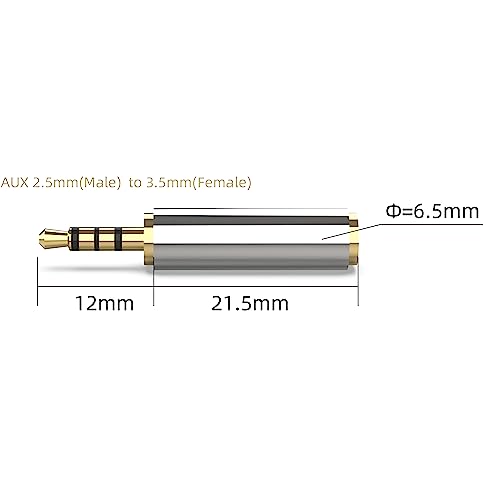 2.5mm Male to 3.5mm Female Stereo Audio Headphone Jack Adapter Converter, Gold Plated - style: 2.5mm Male to 3.5mm Female