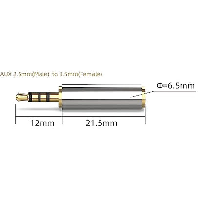 2.5mm Male to 3.5mm Female Stereo Audio Headphone Jack Adapter Converter, Gold Plated - style: 2.5mm Male to 3.5mm Female