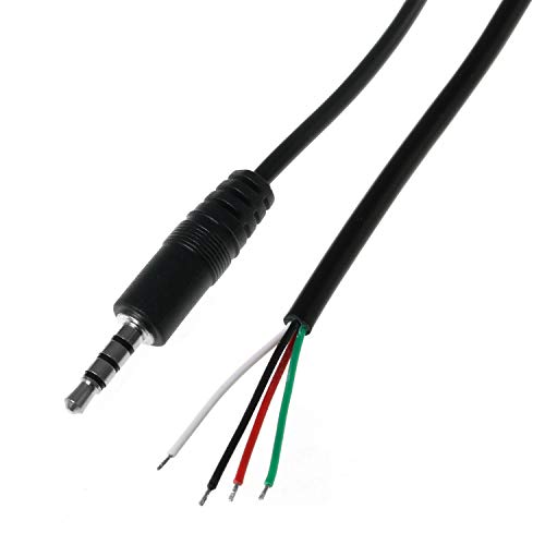 E-outstanding 3.5mm Male Jack to Bare End 2PCS Black TRRS 4 Pole 1/8" Plug Connector Audio Cable for Headphone Headset Earphone - size: Male