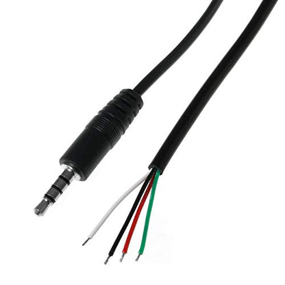 E-outstanding 3.5mm Male Jack to Bare End 2PCS Black TRRS 4 Pole 1/8" Plug Connector Audio Cable for Headphone Headset Earphone - size: Male