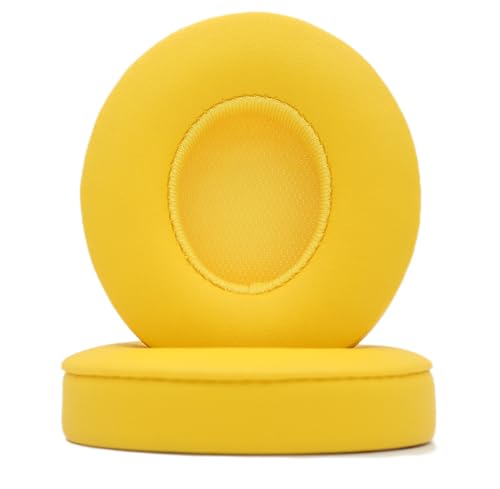 Headphone Replacement Ear Pad Cover Compatible with Beats by Dre Solo3 Solo2 Wired Wireless Headphones Protein Leather Memory Foam Headphone Cushion Ear Muffs-College Yellow - color: college yellow