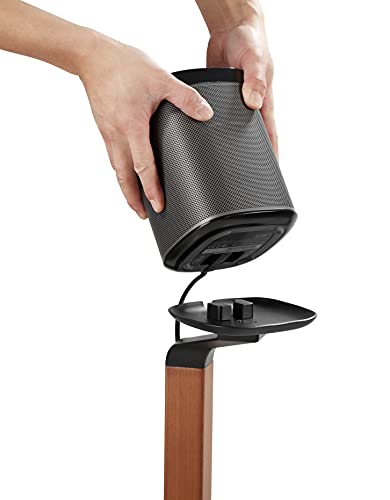 ynVISION.DESIGN Wood Speaker Stands for Sonos One, SL, Play:1, Pair | 30.75" floor standing for SONOS One, One SL, and Play:1 Speakers, 22 lb capacity, cable management, walnut wood & black metal