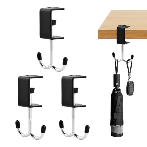 3 Pack Adjustable Desk Hook, Under Desk Handbag Hanger Purse Hook