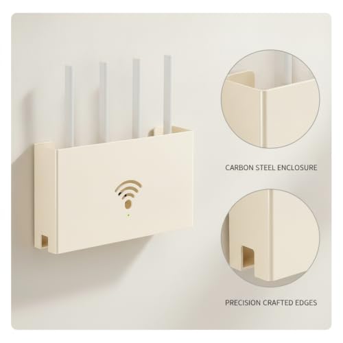 Wall-Mounted Audio-Visual Component Shelf, Carbon Steel Media Storage Rack in White, Fits 9.8 or 11.8 Inch Devices - size: 11.81 x 2.36 x 6.69 in