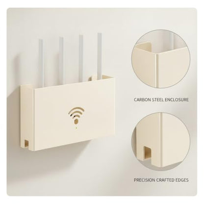 Wall-Mounted Audio-Visual Component Shelf, Carbon Steel Media Storage Rack in White, Fits 9.8 or 11.8 Inch Devices - size: 11.81 x 2.36 x 6.69 in
