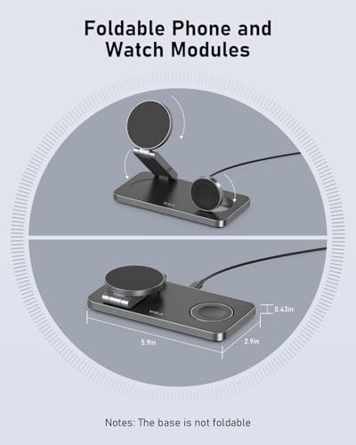 3 in 1 Foldable Magnetic Wireless Charging Station for Samsung, Wireless Charger Stand for Galaxy S26 Ultra S25/S24 /Note 20/Flip 7/Fold 7, for Galaxy Watch Ultra/8/7/6,Galaxy Buds 3/3 Pro - color: Black