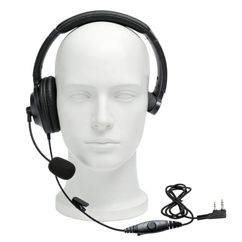 Single Side Noise Cancelling Headset Overhead Radio Headphone with Boom Mic PTT for Kenwood 2 Pin for Baofeng UV-5R AR-152 UV-82HP BF-F8HP BF-888S Archsell AR-5 Retevis RT17 RT21 RT27