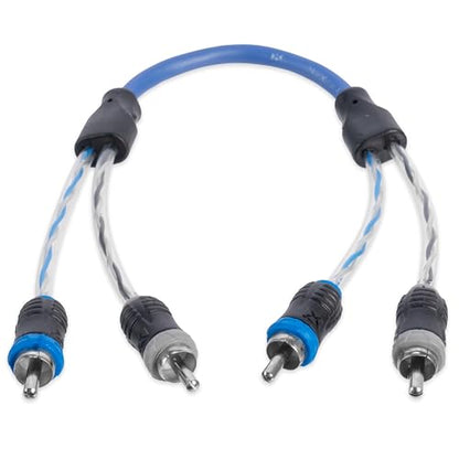 NVX® 0.82 ft (0.25 Meter) 2-Channel Car Audio RCA Audio Interconnect Cable | Oxygen Free Copper Twisted Pair V-Series with Shielded Noise Reduction and Split-tip Silver-Plated ends - size: 2 Channel-1 ft.