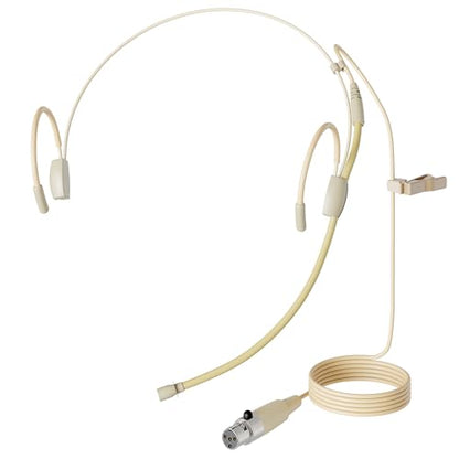 J K MIC-J 060 Headset Headworn Microphone Compatible with Shure Bodypacks | Mini XLR TA4F Plug Omni Condenser Earhook Mic with Flexible Gooseneck, Lightweight Design for Interview, Church, and Stage