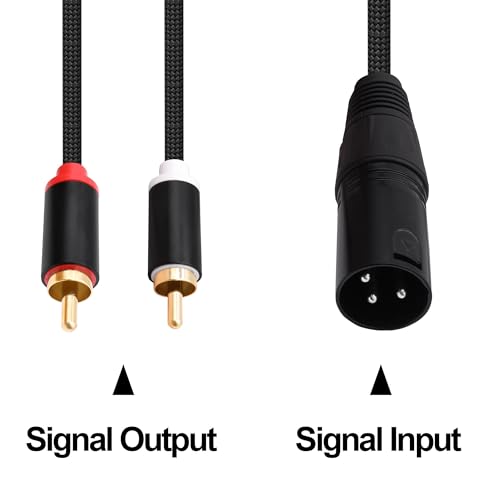XLR to 2 RCA Y Splitter Cable Patch Audio Connector Adapter 2M | Dual RCA Phono Male Plugs to XLR 3 Pin Male,for Microphone Amplifier Mixer Instruments - style: Male
