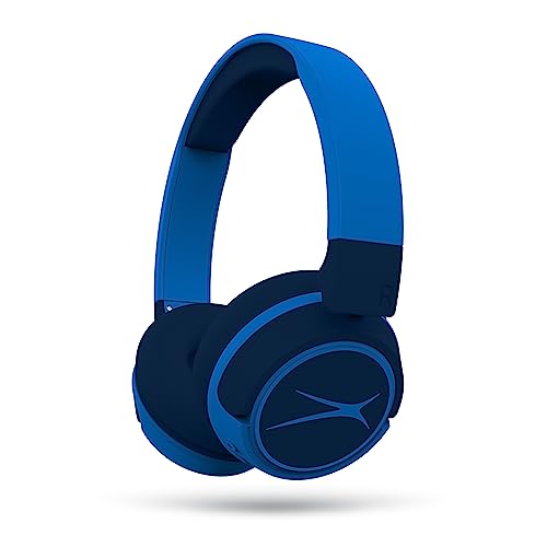Altec Lansing Kid Safe 2-in-1 Wireless Bluetooth Headphones - Crystal Clear Sound, Safe Volume Limiting, Foldable Design - Enjoy Audio and Protect Your Child's Hearing (Knight Blue) - color: Knight Blue