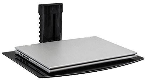 Mount-It! Floating Wall Shelf for AV Receiver & Game Consoles | Adjustable-height bracket stand holds cable box, PS4, Xbox One & Blu-ray player, single shelf.