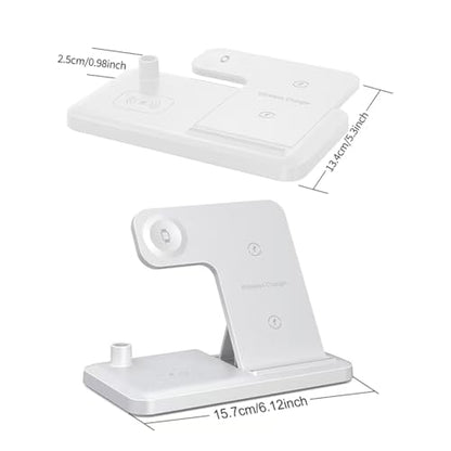Wireless Charging Station Charger Stand - 4 in 1 Wireless Charger 15W Fast Charging Stand for iPhone 8-16 Series, for iWatch 2-10 Series/Ultra/SE, for AirPods4/3/2/Pro, for Apple Pencil 1st Generation