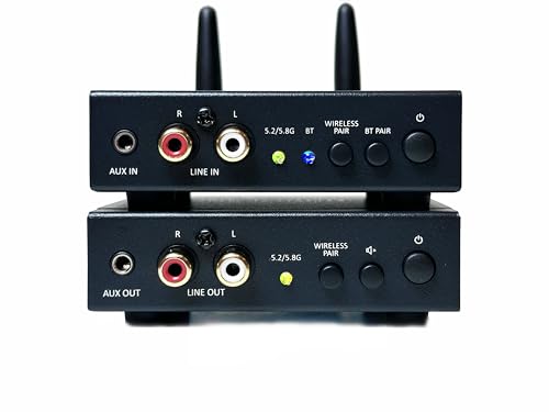 DYNASTY PROAUDIO WSA-5BT Wireless Audio Adapter with Qualcomm® aptX™ Lossless Bluetooth 5.3 Chipset, Ultra Low Latency, Dual Band 5.2/5.8GHz, Easy Setup for AVR/TV/PC with Stereo Sound System - color: Black