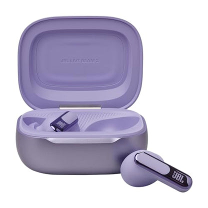 JBL Live Beam 3 - True wireless noise-cancelling stick-closed earbuds, 48Hrs total playback, Wireless Charging, 6 Mics for perfect calls, Multi-point connection, IP55 waterproof and dustproof (Purple) - color: Purple