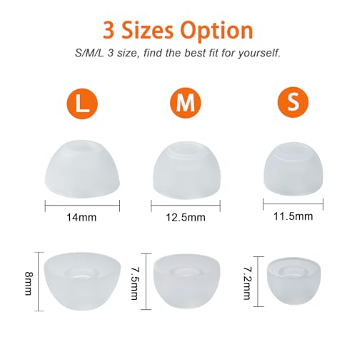 6 Pairs Replacement Silicone Ear Tips Compatible with Beats Studio Buds/Fit Pro/Studio Buds +, Silicone Earbuds Eartips Buds Cover Set for Beat Studio Buds (Transparent Without Pen) - color: Transparent without Pen