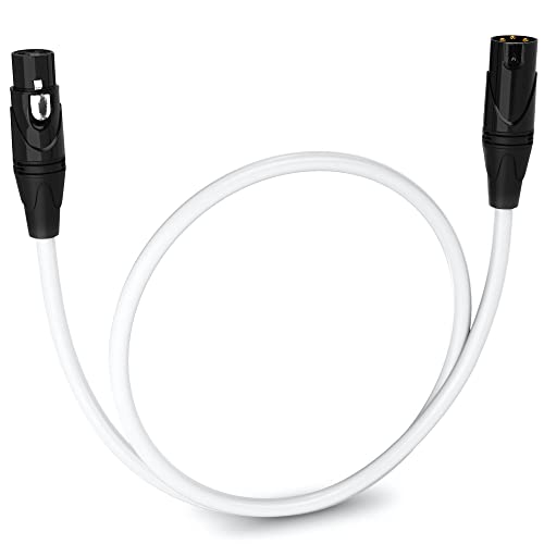 LyxPro 1.5 ft Balanced XLR Mic Cable, Male to Female, White - color: White, size: 1.5 Feet Straight