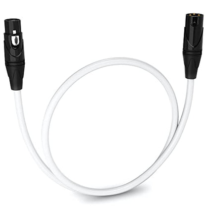 LyxPro 1.5 ft Balanced XLR Mic Cable, Male to Female, White - color: White, size: 1.5 Feet Straight