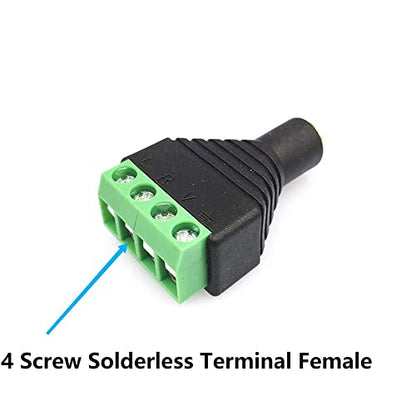 3.5mm 1/8"4Pole Female Jack TRRS Stereo Audio Video to 4Screw2pcs | Solderless Terminal Female Headphone Replacement AUX Balun Converter Adapter