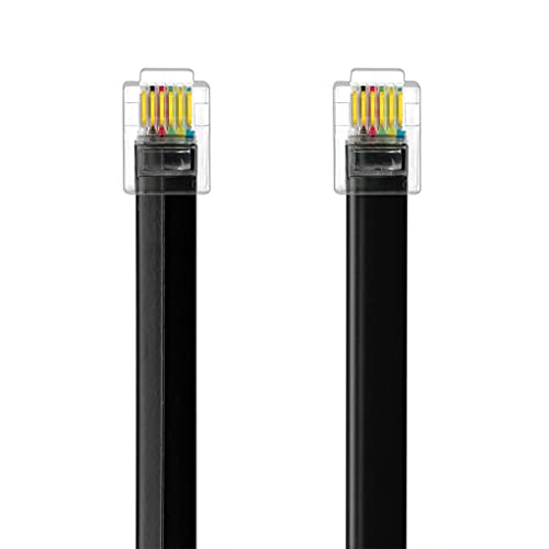 NECABLES 2Pack RJ12 Cable 2ft Telephone Cord Phone Cable - 2 Feet | RJ12 6P6C Male to Male Straight Wired for Both Data and Voice Use Black - size: 2 feet