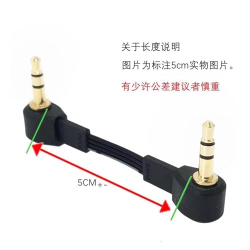 Short 5cm 20cm 3.5mm Plug to Plug 90° Right Angle Aux Audio Cable 3.5mm Jiack Cable 30cm 50cm(5CM,3J) - color: 3J, size: 5CM