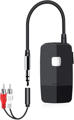 iDIGMALL Bluetooth 5.4 Receiver, HiFi Wireless Audio Adapter for Speakers | 3.5mm AUX RCA Jack for Old Receiver Home System Car Stereo Wired Headphones, 20H Playtime, Easy to Slide ON/Off, Multi-Point - color: J205