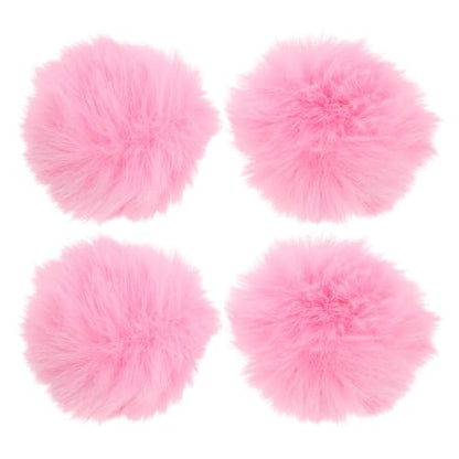 Operitacx 4pcs Furry Lapel Microphone Windscreen - Noise Reduction Wind Muff for Mini Clip-On Lavalier Mic - Compact Pink Microphone Wind Cover for Video Production