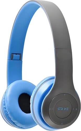 Upgraded Hybrid Noise Cancelling Headphones Over Ear with Transparent Modes Wireless Bluetooth with Mic Deep Bass Soft-Earpads Hi-Fi Audio Comfortable Fit Long Playtime for Home Office Travel Blue