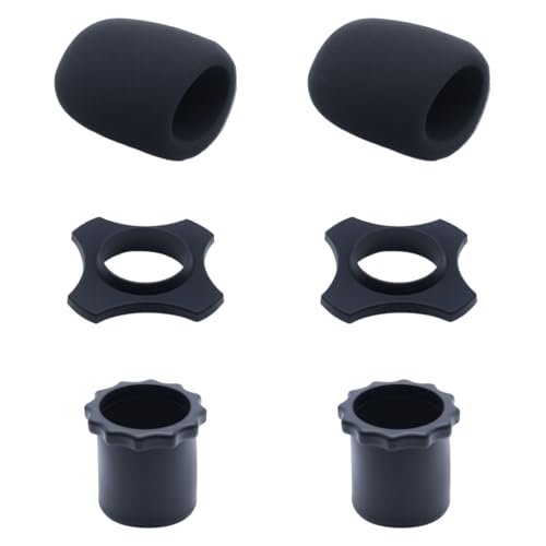 2 Set Microphone Protection Kit Wireless Handheld Mic Windscreen Foam Cover Shakeproof Mic Protection Ring Black Microphone Bottom Rod Sleeve