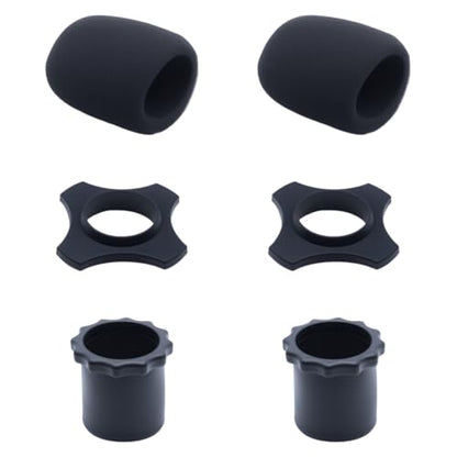 2 Set Microphone Protection Kit Wireless Handheld Mic Windscreen Foam Cover Shakeproof Mic Protection Ring Black Microphone Bottom Rod Sleeve