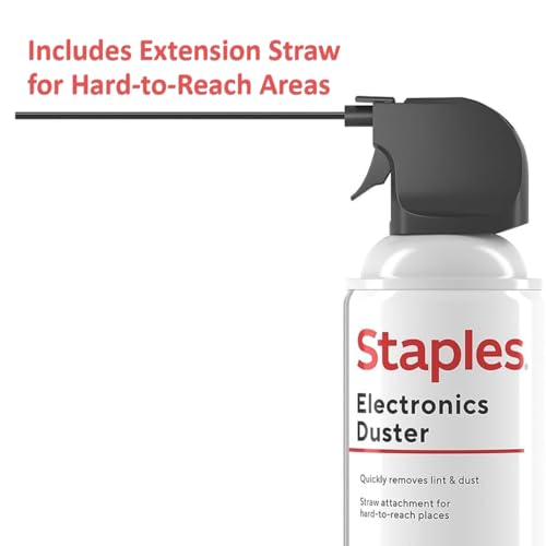 Staples Compressed Air Dusters, 10 oz. Cans, Electronics & Office, 4-Pack | Blasts dust from keyboards, laptops, vents and hard-to-reach gear. 4 cans per pack.