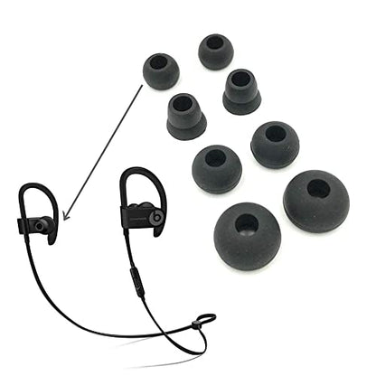PB3 Earbuds Replacement Tips Ear Pads Compatible with Monster Beats Dr. Dre Beats Powerbeats3 Powerbeats2 Powerbeats1 Wireless Stereo Headphones- 4 Pairs(Black)