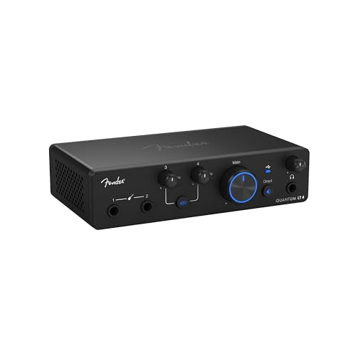 Fender Quantum LT 4 | 4x2 USB-C Audio Interface for Music Production, Dual MAX-HD Mic Preamps, Dual Instrument Inputs, Low-Latency Drivers, Loopback, Balanced Outputs, Headphone Amp, Mac & PC | 4x2 USB-C Audio Interface for Music Production. Dual MAX-HD M