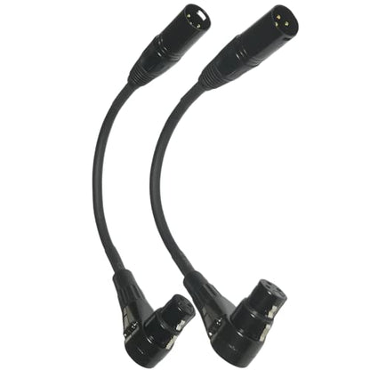 CNCESS Right Angle Female XLR to Straight Male XLR Cable, 2 Pack | 3-Pin to 3-Pin, Plug Cable