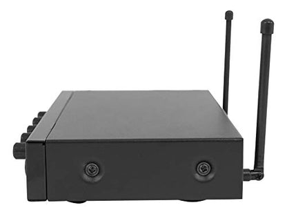 Rockville RKI60 Dual UHF Wireless Microphone Karaoke Interface and Mixer | 2 UHF Mics, 8 Frequencies, 200 Ft Range, Optical/Coax/Aux Inputs, 1/4" Mix Output, Echo Control, Cables Included - style: W/O Bluetooth