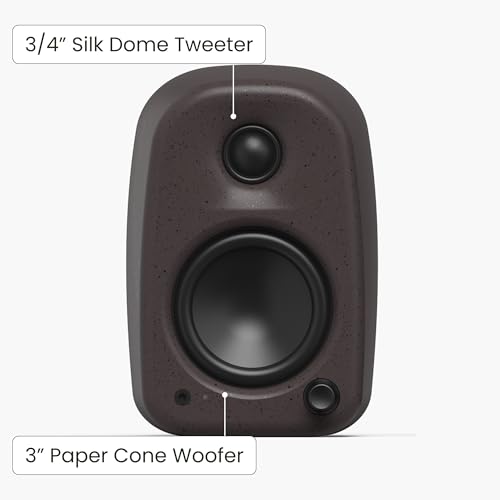 Kanto UKI 100 W Active Desktop Computer Speakers with Bluetooth and USB-C | Intelligent Sub Integration | Headphone Out | Pair | Pumice - color: Pumice
