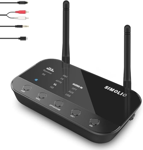 SIMOLIO Bluetooth Transmitter Receiver for TV, aptX Low Latency Adapter